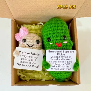 2PCS Positive Pickle + Emotional Support Pickle Gift Box – Uplifting  Affirmation Pick-Me-Up – Christmas Gift for Family, Friends, Classmates,  and Teammates – Knit with Love: Unique Handmade Creations